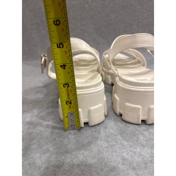 Wild Fable Women Size 11 White Leather Strappy Gladiator Heeled Fisherman Sandal - Picture 9 of 9